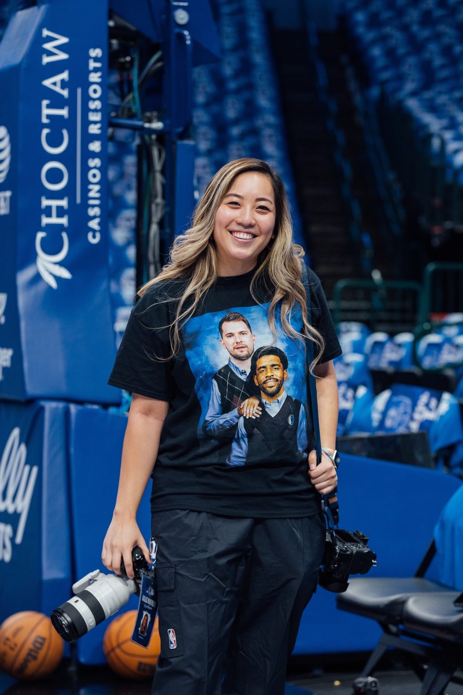 Allison Chu on the court with her cameras
